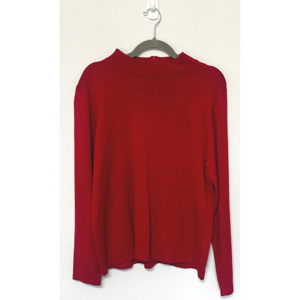 Allison Daley Red Mock Neck Sweater Womens Large Long Sleeve Cotton Blend Knit